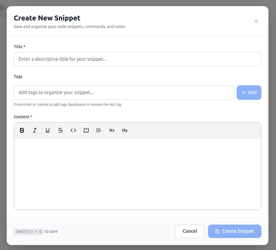 Snippet Editor